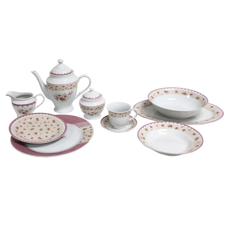August Grove® Garden Dinner 47 Piece Bone China Dinnerware Set, Service